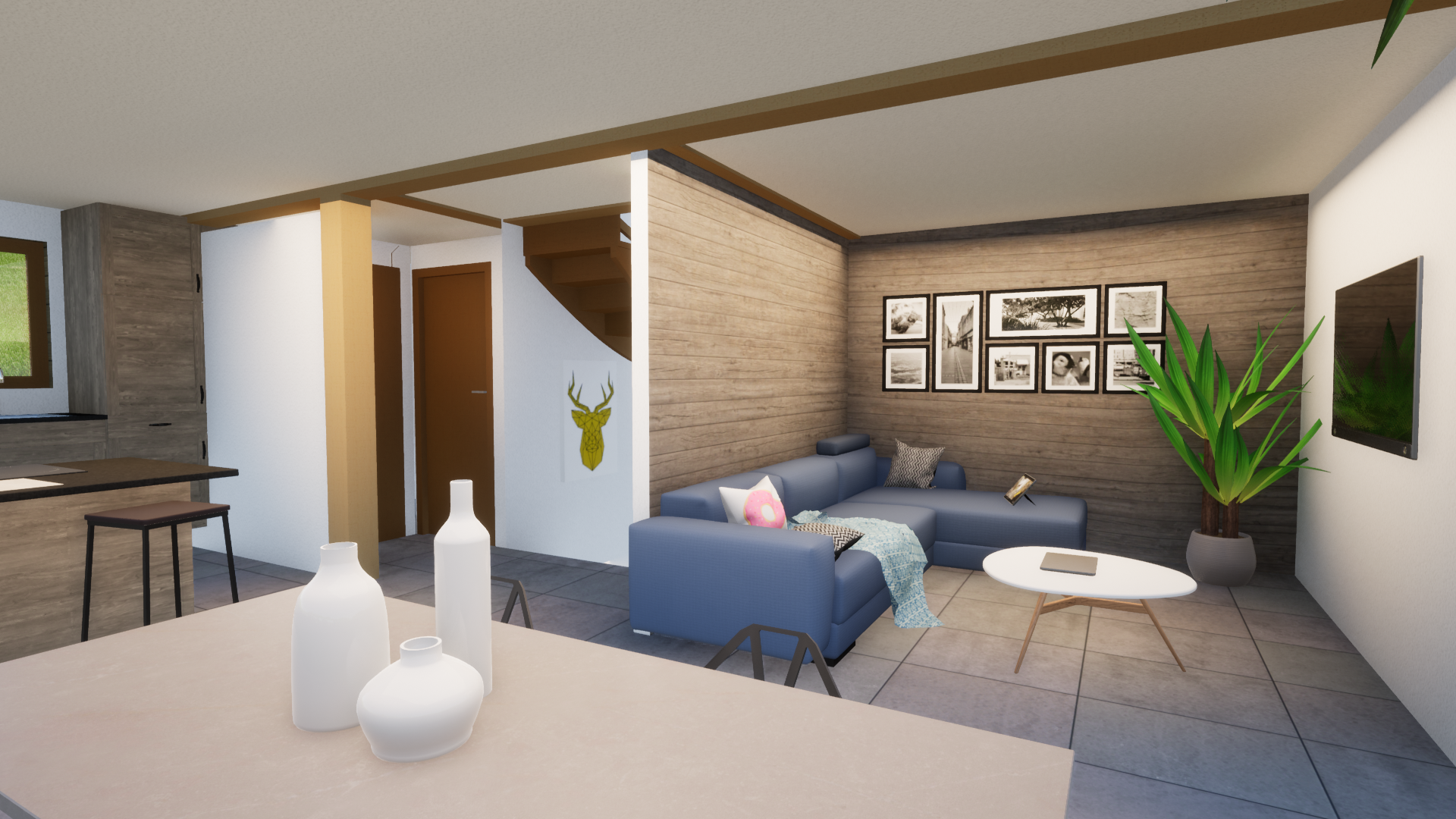 plan salon sejour 3d amenagement petit chalet morzine